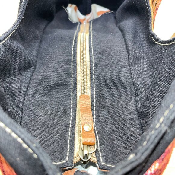 Pokoloko Women’s Multicolor Fabric & Leather Boho Pattern Handmade Tote Bag Sz M - Picture 5 of 10